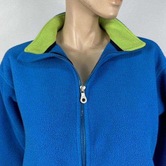 Land's End Womens Polartec Fleece Sweater Jacket Full Zip Sweatshirt Size L Blue - Picture 3 of 13